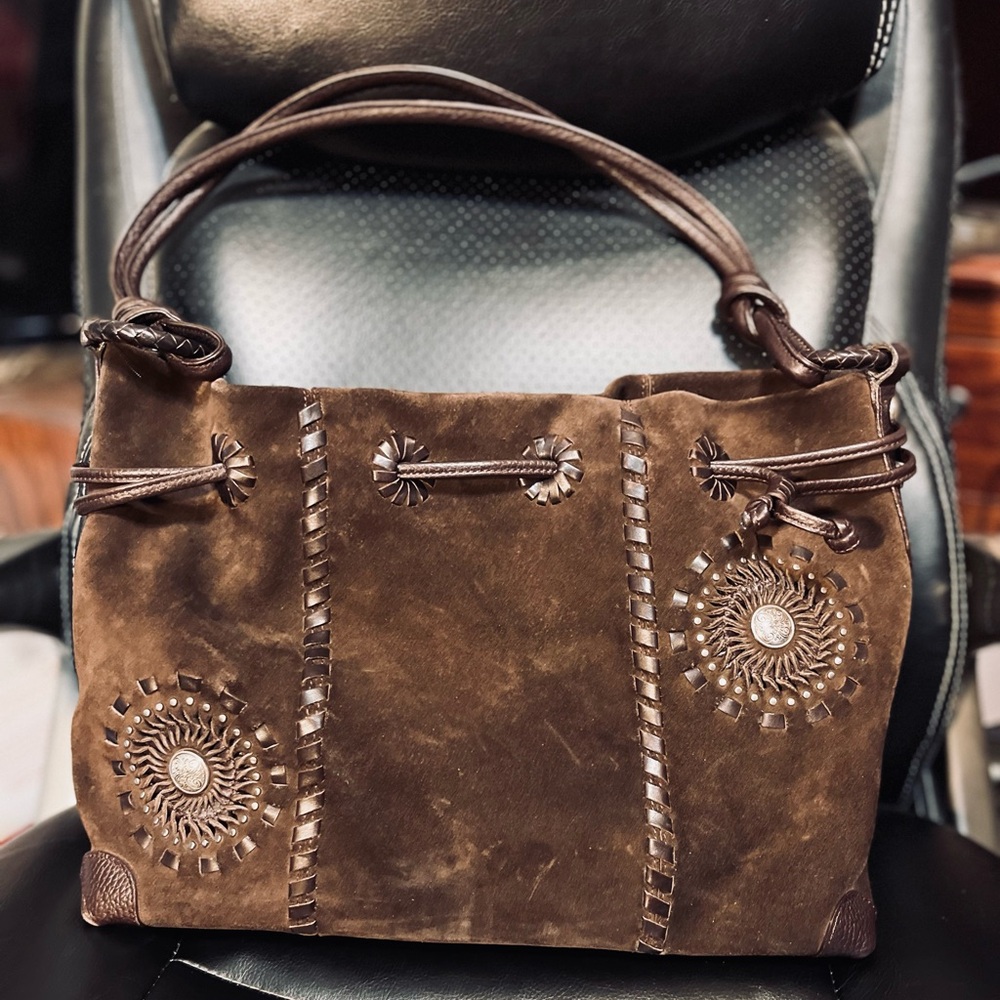 Brighton brown suede shoulder bag - Picture 2 of 11